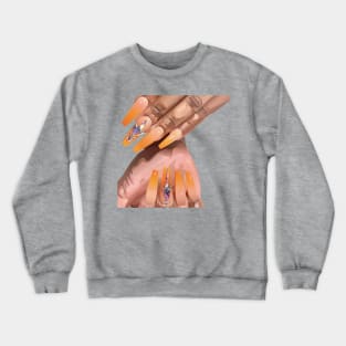 Orange bling acrylic nails art Crewneck Sweatshirt